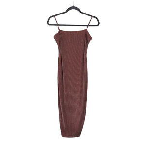 Windsor Metallic Striped Bodycon Dress Size Medium Sleeveless Midi Cocktail